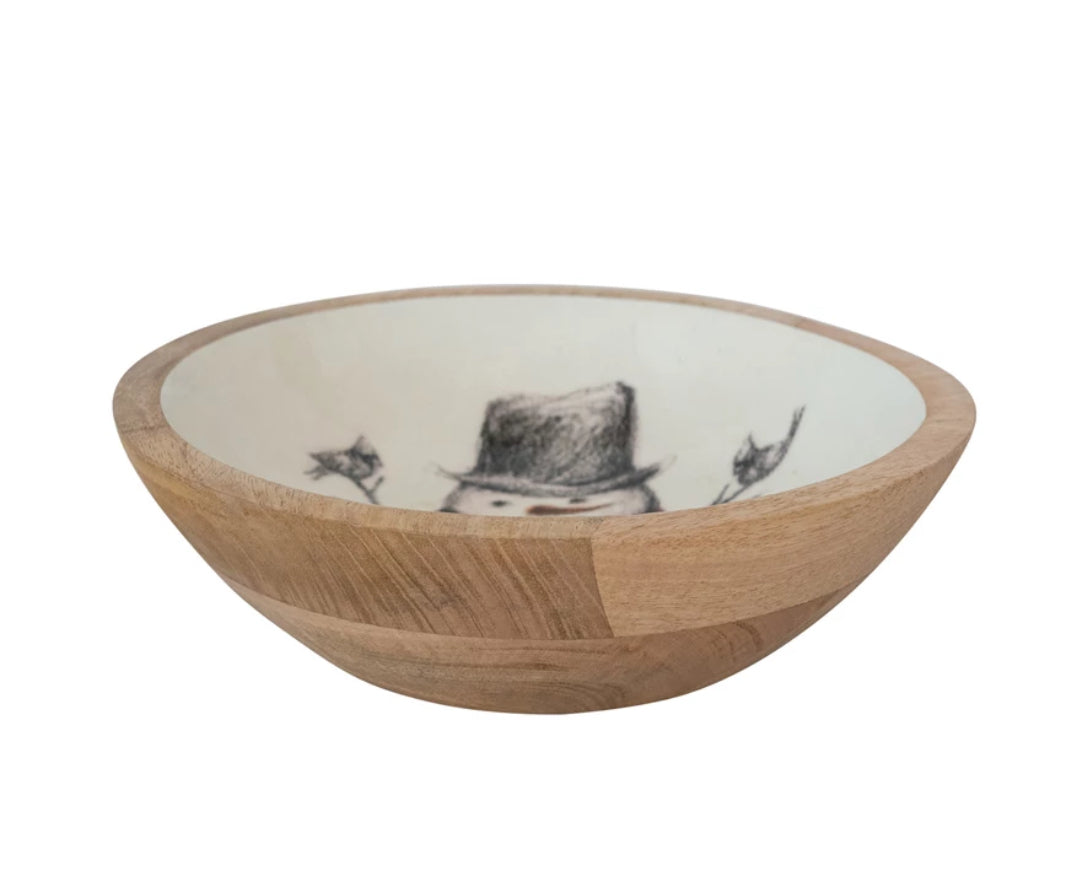 Snowman Wood Bowl