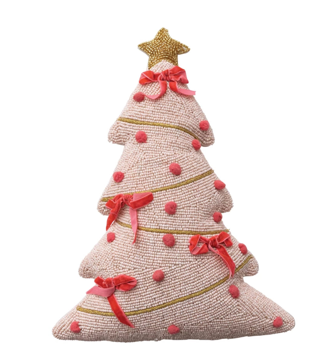 Beaded Pink Tree Pillow