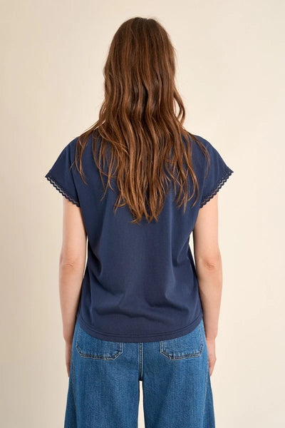 Navy Lace Trim Tee