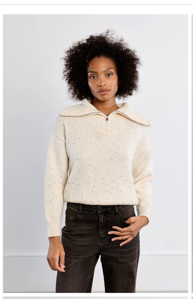 Trucker Collar Ivory Sweater
