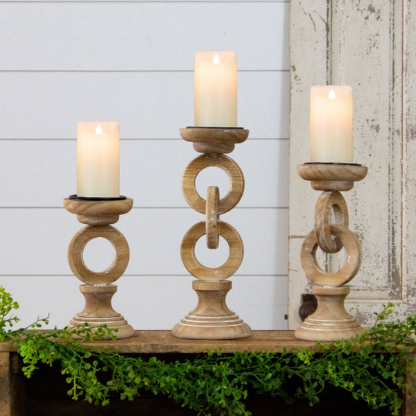 Chain Link Wood Candle Holder