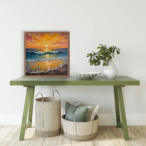 Bright Summer Sunset Ocean: 16x16