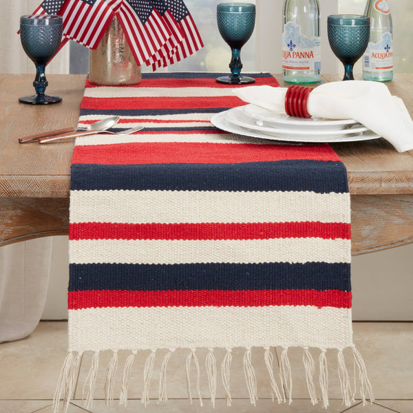 American Dream Stripe Table Runner – Americana Table Linen: Multi / 16"x72"