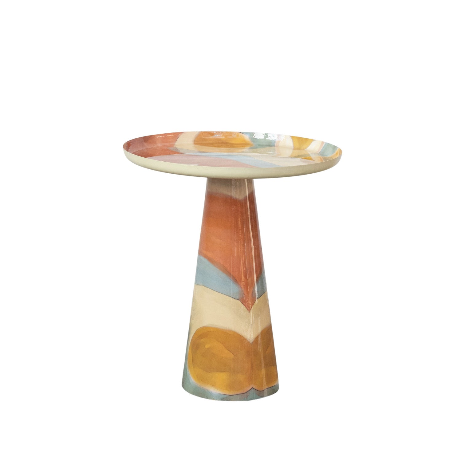Enameled Metal Table w/ Design, Multi Color, KD (Each One Will Vary)