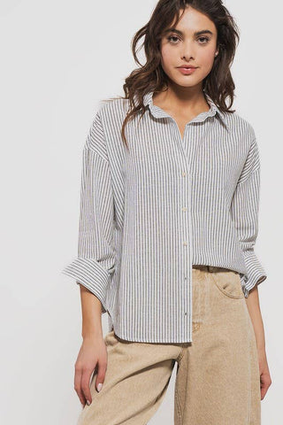 Linen The Necessary Button Down Shirt: WHITE / S-2/M-2/L-2
