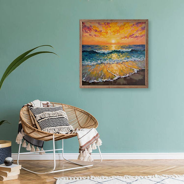 Bright Summer Sunset Ocean: 16x16