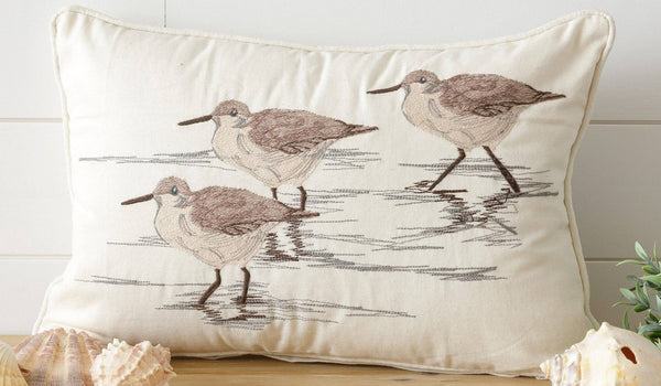 Pillow - Embroidered Sandpipers (PC)