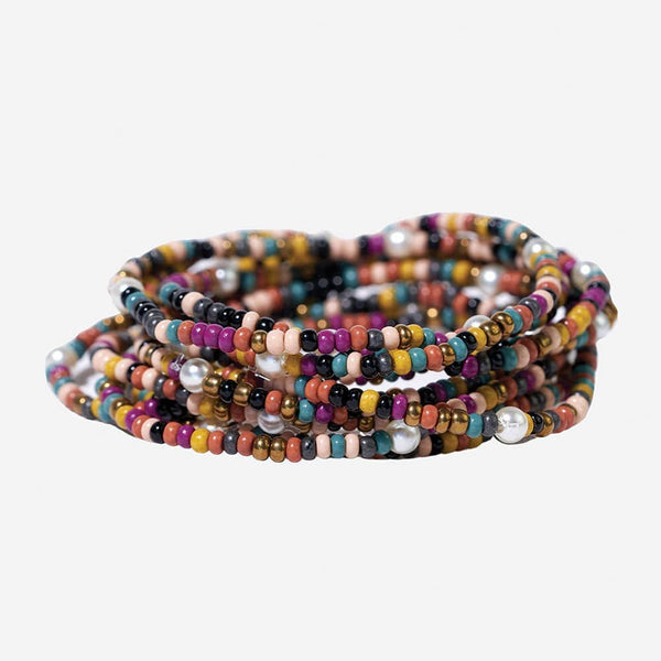 Sage Color Block Jewel Tone Beaded 10 Strand Bracelets