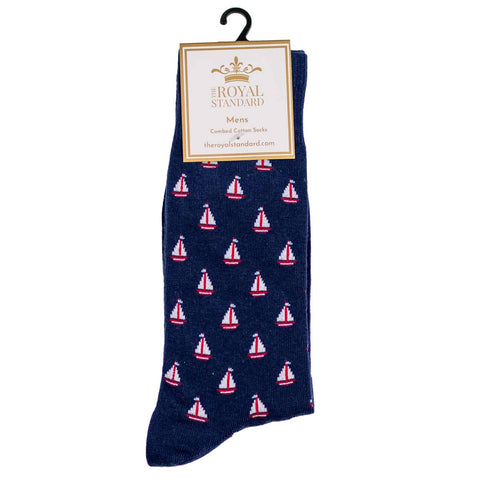 Men's Sailboat Socks   Navy/White/Red   One Size