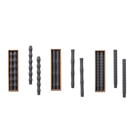 Unscented sculpted taper candles charcoal