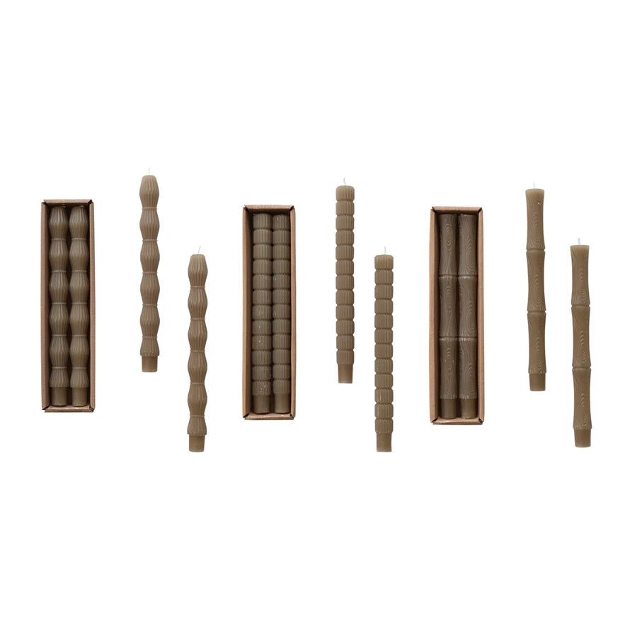 Unscented sculpted taper candles olive