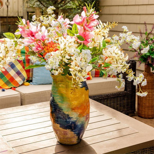 Large Hand-Painted Multicolor Organic Vase