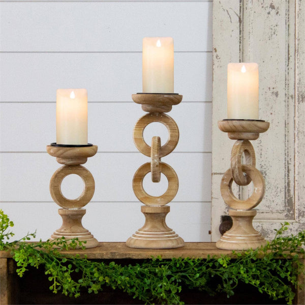 Chain Link Wood Candle Holder