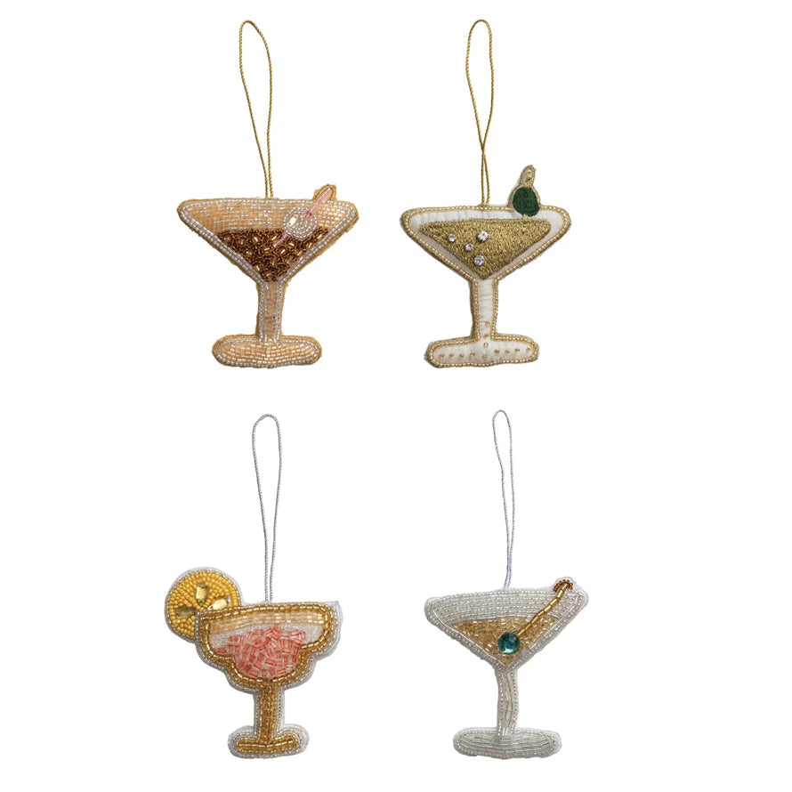 *beaded cocktail ornament