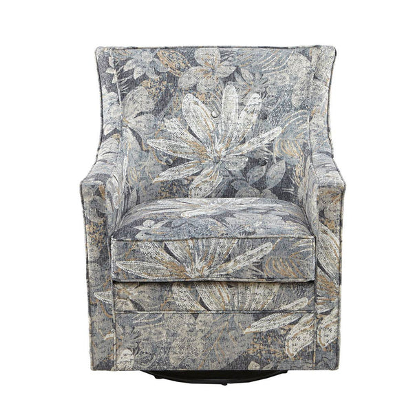 Floral Upholstered Swivel Glider Accent Chair *