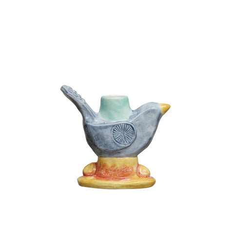 Stoneware bird taper holder