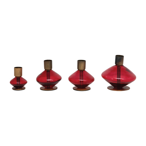 Blown Glass and Metal Taper Holders