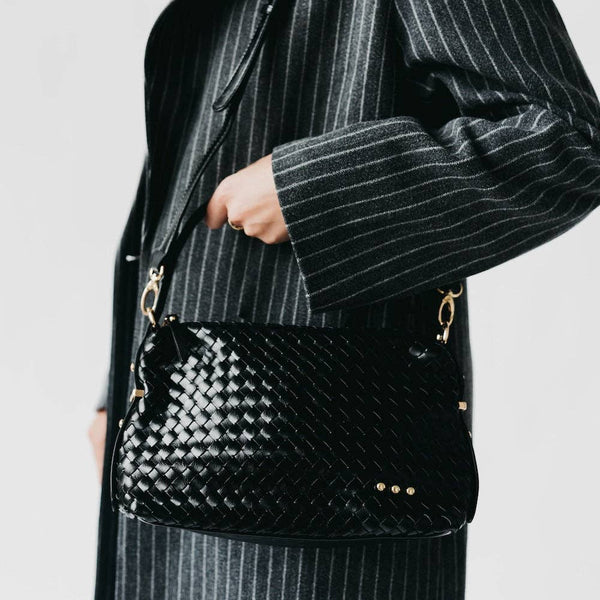 Harper Hobo Woven Shoulder Bag: Brown