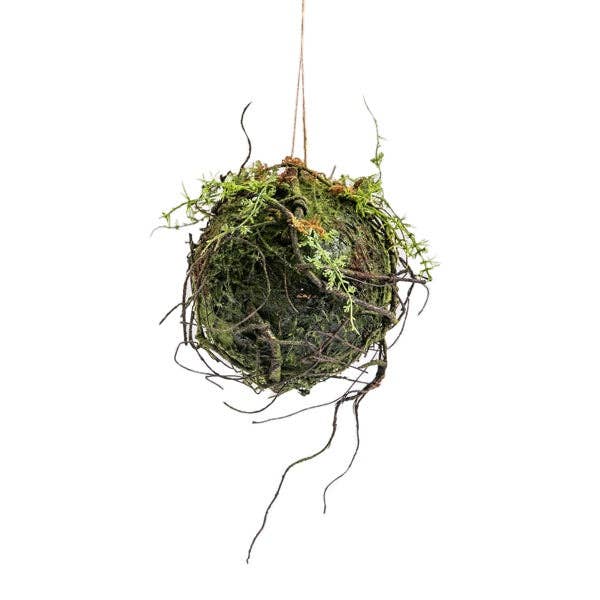 Hanging Ball with Artificial Moss and Branches: Small:12.5"x12.5"x8.25"