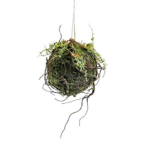 Hanging Ball with Artificial Moss and Branches: Small:12.5"x12.5"x8.25"