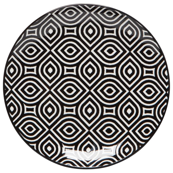 White Geo Stamped Appetizer Plate 6 inch