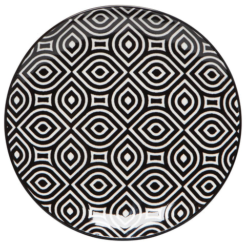White Geo Stamped Appetizer Plate 6 inch