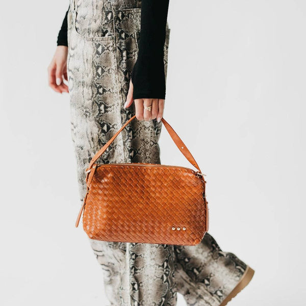 Harper Hobo Woven Shoulder Bag: Brown