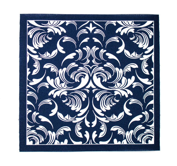 Cotton Party Napkin Roll:(Navy Scroll)