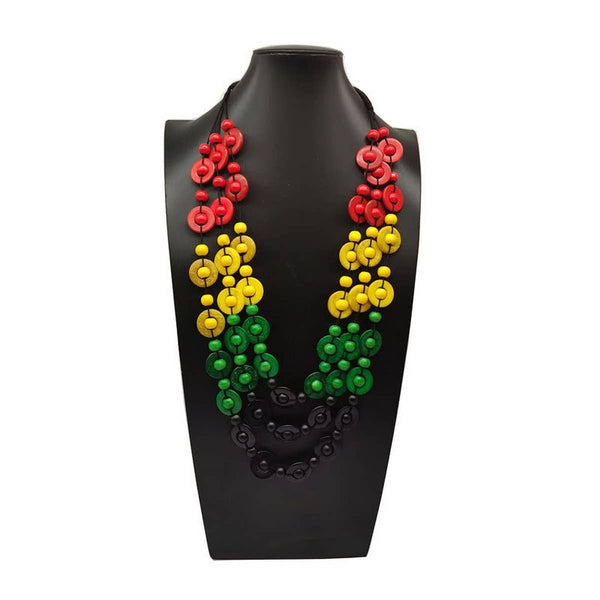 HAND-WOVEN COCONUT SHELL ROUND WOODEN BEAD NECKLACE_CWMM4847: MULTICOLOR / (OS) 1