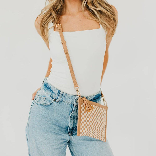 Veda Woven Crossbody and Clutch Bag: Denim Blue