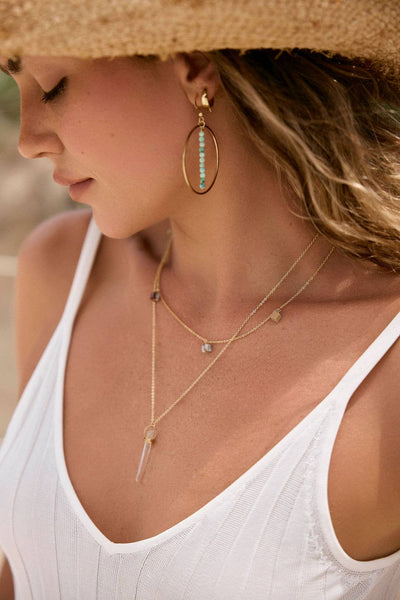 Whimsical Boho Gold Necklaces with Natural Stone Accents: Gold