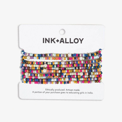 Sage Confetti Beaded 10 Strand Bracelets Multicolor