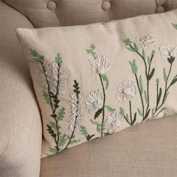Pillow - Embroidered Wild Flower