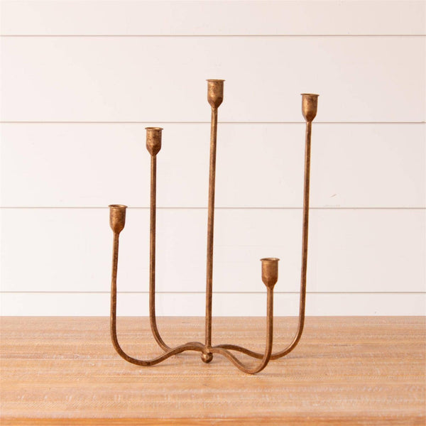 Hand Forged Metal Candelabra, Brass