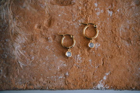 Starlit Shine Cubic Zirconia Hoop Earrings – Gold Plated