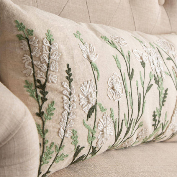 Pillow - Embroidered Wild Flower