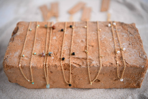 Whimsical Boho Gold Necklaces with Natural Stone Accents: Pearl