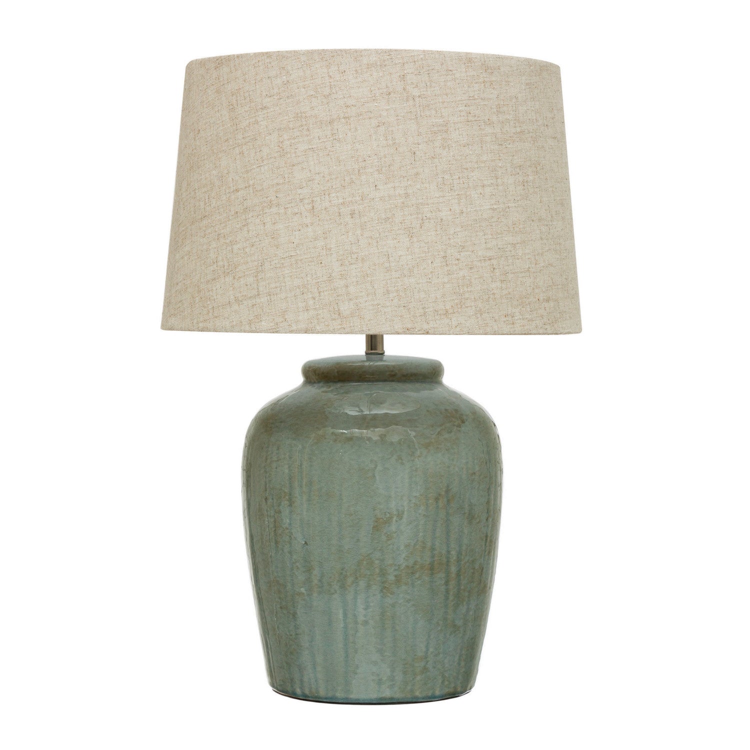 Stoneware Table Lamp with Linen Shade