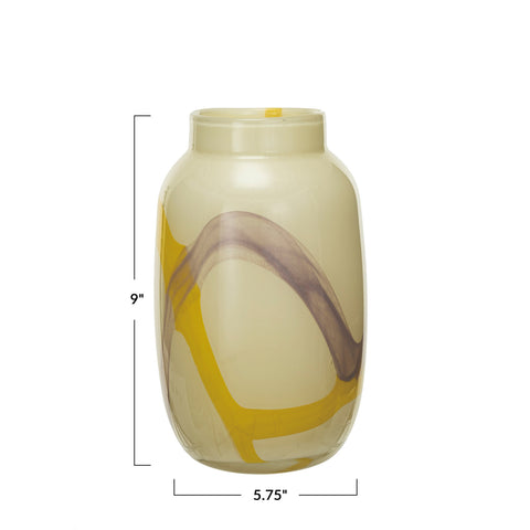 Art Glass Vase w/ Abstract Design (Each One Will Vary)