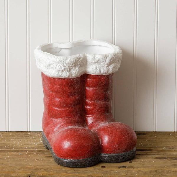 Glittery Santa Boots Planter
