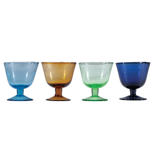 8 oz. Hand-Blown Stemmed Seeded Drinking Glass, 4 Colors