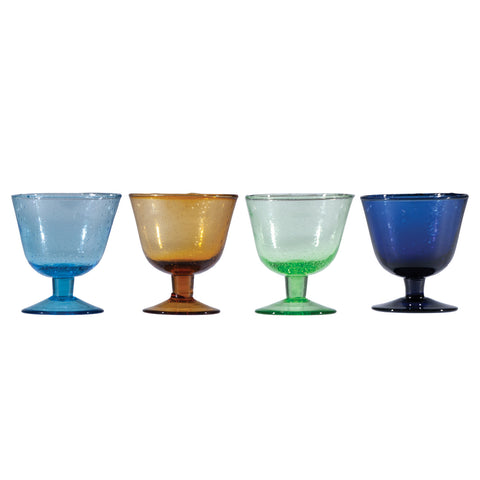 8 oz. Hand-Blown Stemmed Seeded Drinking Glass, 4 Colors