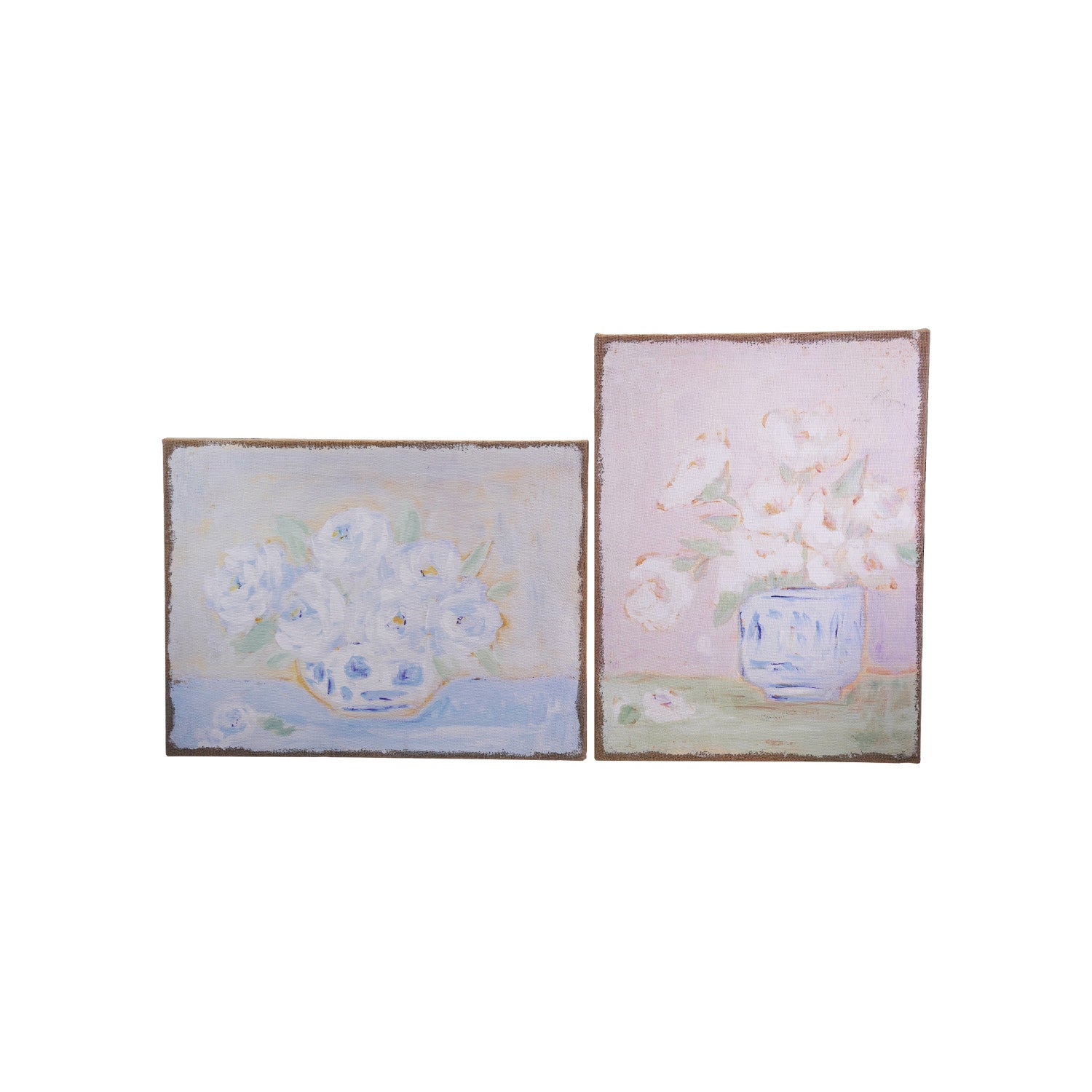 Plastered Burlap Wall Décor with Flowers in Vase, 2 Styles ©
