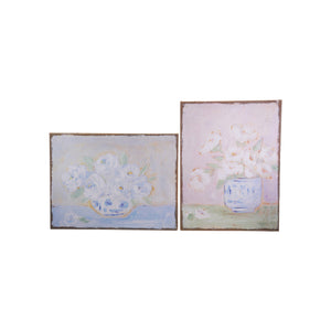 Plastered Burlap Wall Décor with Flowers in Vase, 2 Styles ©