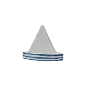 Stoneware Sailboat Shaped Napkin Holder with Stripes ©