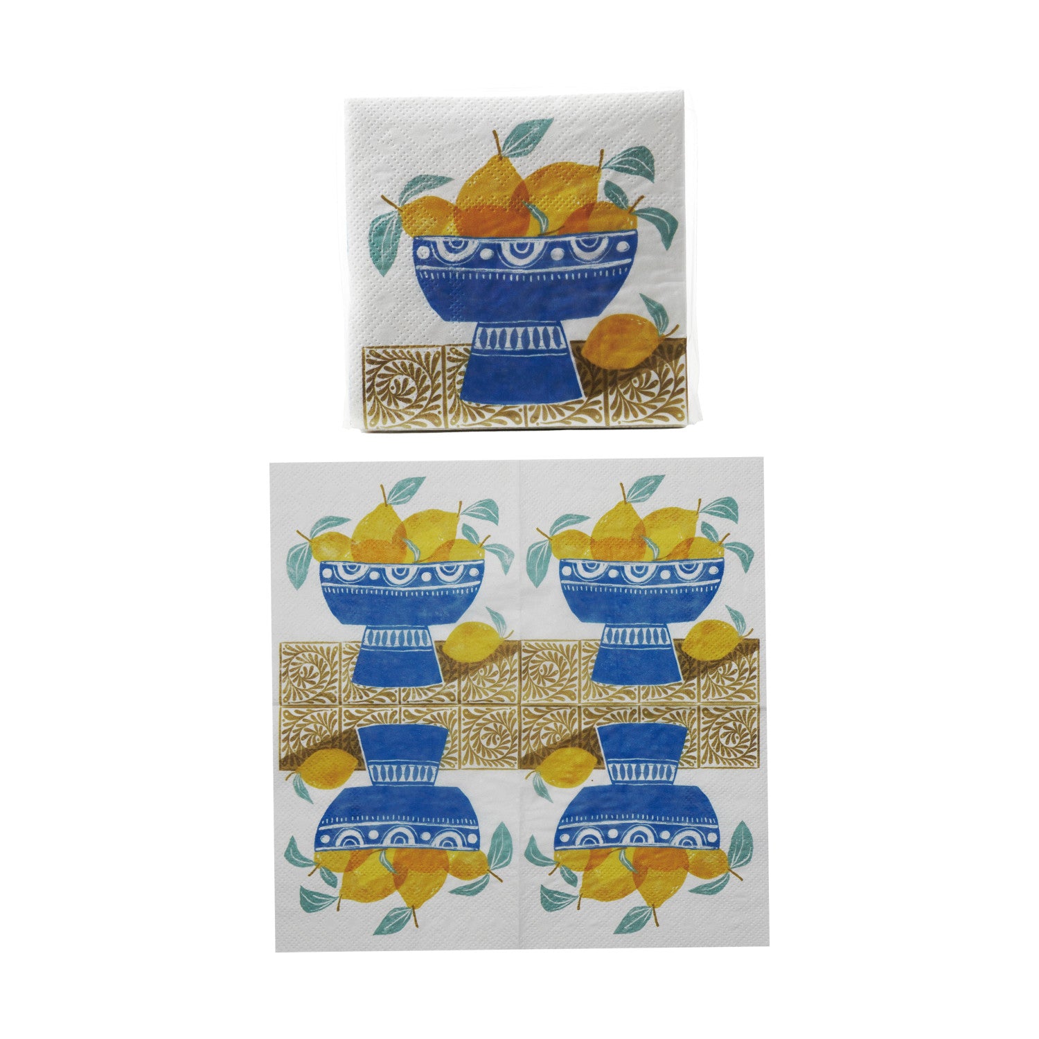 Paper Cocktail Napkins with Fruit in Bowl Pattern (50 Pieces) ©