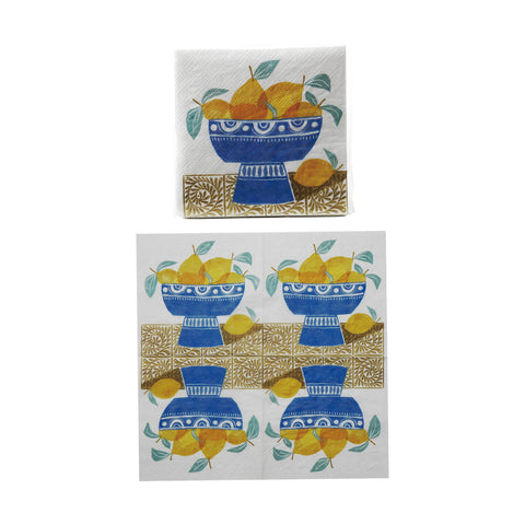 Paper Cocktail Napkins with Fruit in Bowl Pattern (50 Pieces) ©