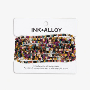 Sage Color Block Jewel Tone Beaded 10 Strand Bracelets
