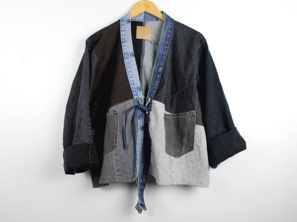 Upcycled Patchwork Denim Jacket: One Size