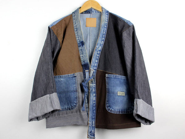 Upcycled Patchwork Denim Jacket: One Size